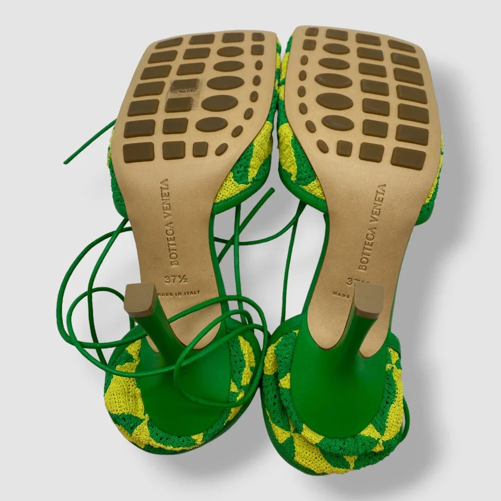 $2500 Bottega Veneta Women's Green Stretch Crochet Sandals Shoes Size 37.5 - Picture 5 of 5